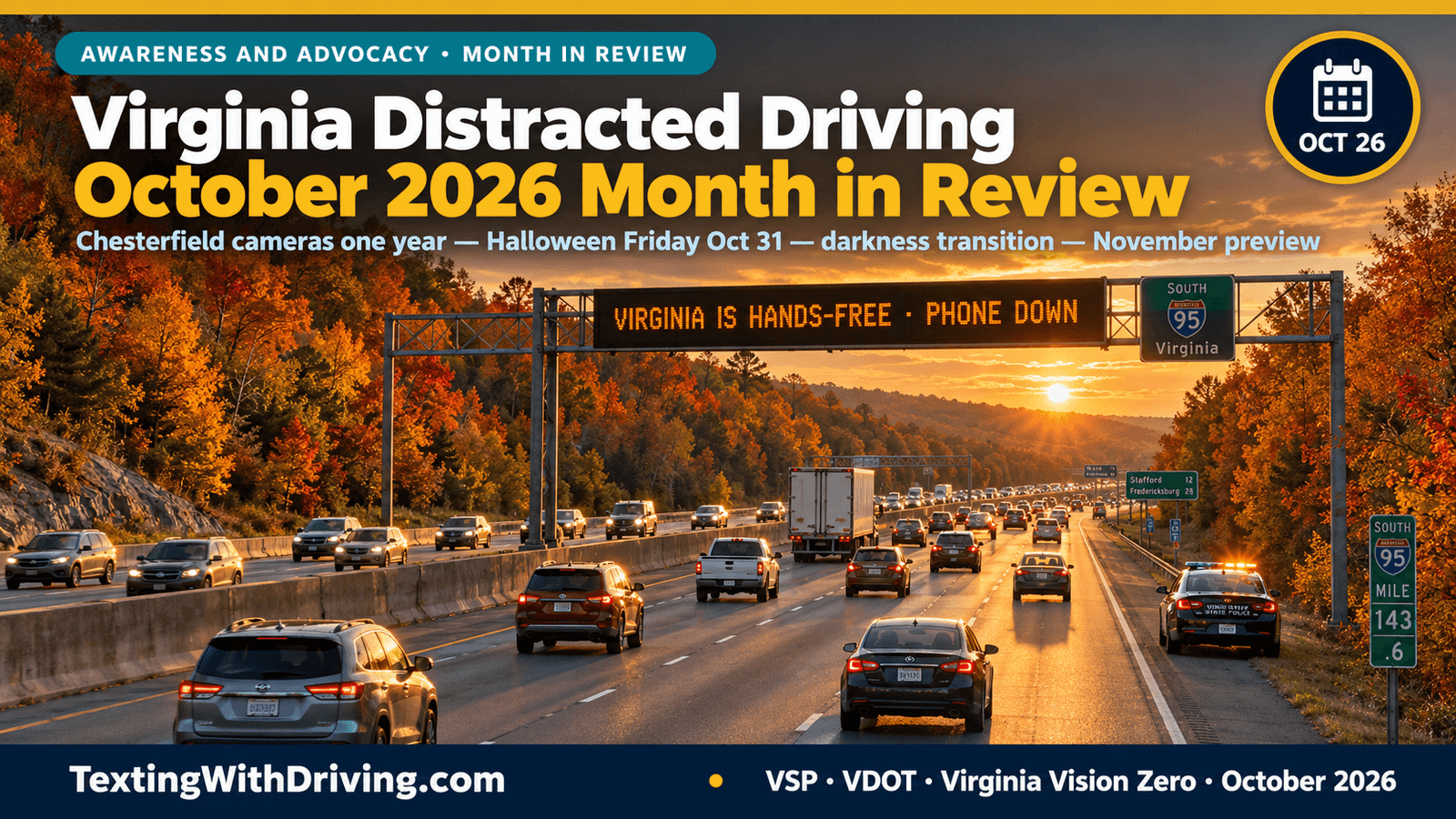 Virginia Distracted Driving Month in Review October 2026: Fall Enforcement, Cameras and What’s Ahead